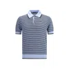 Prada Mens Blue Striped Cotton Polo Shirt In Multi