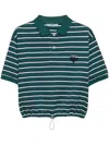 Prada Striped Cotton Pique Cropped Polo Shirt In Grün