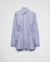 Prada Embroidered Poplin Shirt In Blue