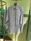 Prada Striped Poplin Shirt In Light Blue