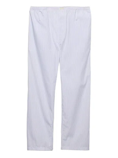 Prada Striped Poplin Trousers In White