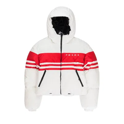 Pre-owned Prada Striped Puffer Coat 'white/red' | Multi-color | Women's Size S