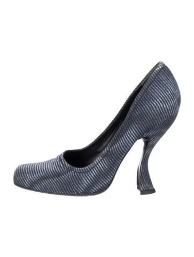 Pre-owned Prada Striped Pumps In Blue