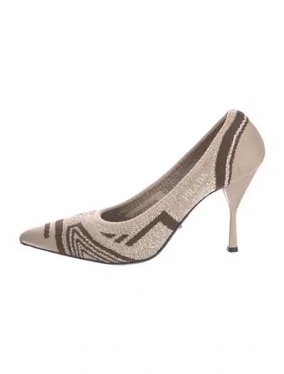 Pre-owned Prada Striped Pumps In Neutrals