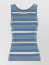 Prada Embroidered Stretch Cotton Blend Tank Top In Blue