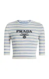 Prada Superfine Logo-intarsia Striped Virgin-wool Top In Stripe