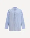 Prada Striped Mandarin Collar Shirt With Welt Pocket