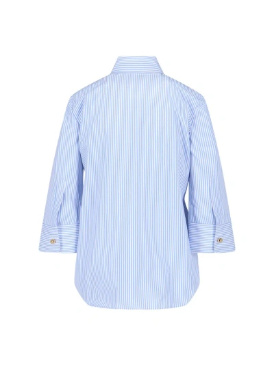 Prada Striped Shirt In Bianco Azzuro