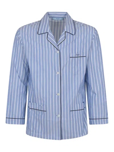 Prada Gestreiftes Hemd In Blue