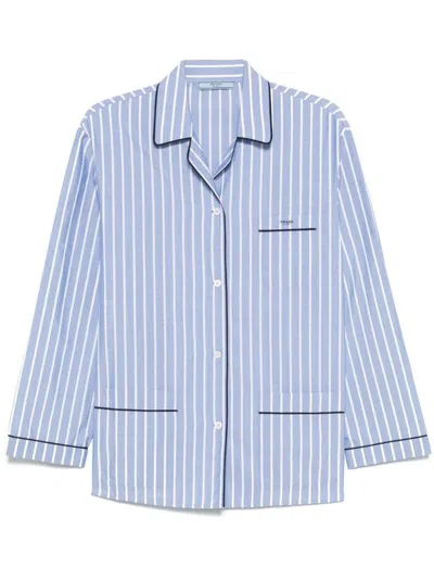 Prada Striped Shirt In Blue