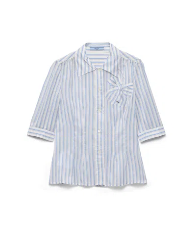 Prada Striped Shirt In Blue