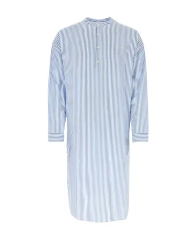 Prada Striped Shirt In White/light Blue