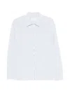 Prada Striped Shirt Zip Front Point Collar In White
