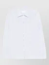 Prada Striped Shirt Zip Front Point Collar In White