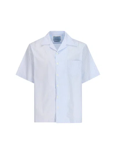 PRADA STRIPED SHORT-SLEEVED BUTTON-UP SHIRT