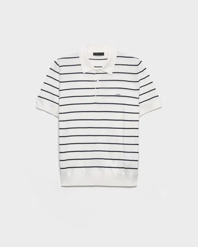 Prada Striped Short-sleeve Polo Shirt In Yellow