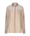 Prada Striped Silk Long-sleeve Shirt In Nude