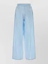 Prada Striped Silk Lounge Trousers With Button Detail In Blue