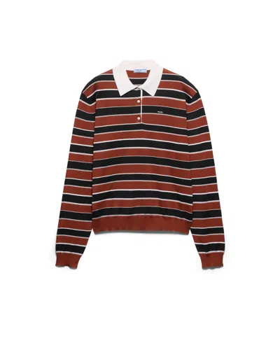 Prada Gestreiftes Poloshirt Aus Seide