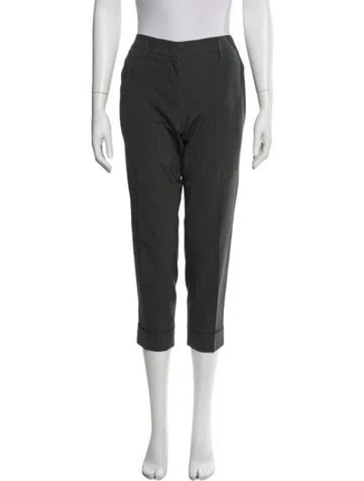 Pre-owned Prada Striped Skinny Leg Pants In Black