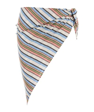 PRADA PRADA EMBROIDERED STRIPED SARONG