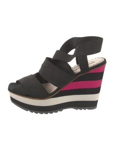 Pre-owned Prada Striped Slingback Pumps In Black