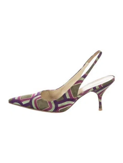 Pre-owned Prada Striped Slingback Pumps In Multicolor