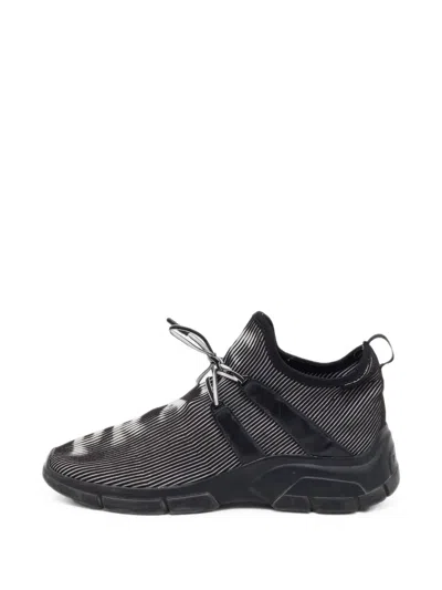 Pre-owned Prada Striped Sneakers In Black