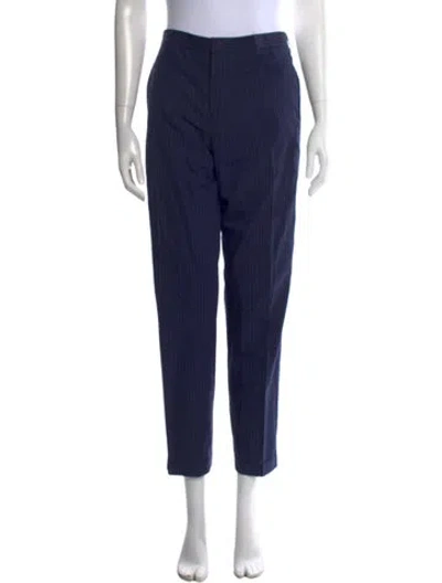 Pre-owned Prada Striped Straight Leg Pants In Blue
