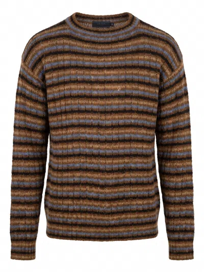 Prada Striped Sweater In Brown