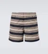 Prada Embroidered Stripes Nylon Swim Shorts In Multi