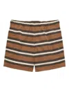 Prada Striped Swim Trunks In Brown