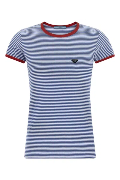 Prada Striped T-shirt In Blue