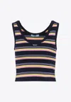 Prada Striped Tank Top In Blue