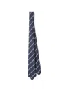 Prada Striped Tie In Blue