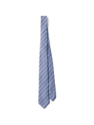 Prada Striped Tie In Blue