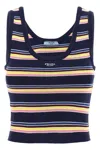 Prada Fitted Scoop Neck Top With Vibrant Striped Pattern