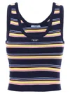 Prada Striped Tank Top In Blue