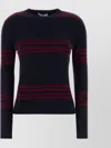 Prada Striped Wool Sweater Embroidery In Black
