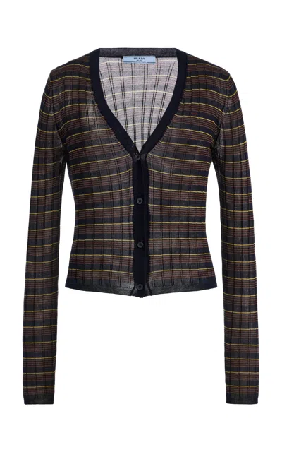 Prada Striped Wool-silk Cardigan