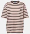 Prada Womens Pink Striped Lisle Cotton-jersey T-shirt In Multi