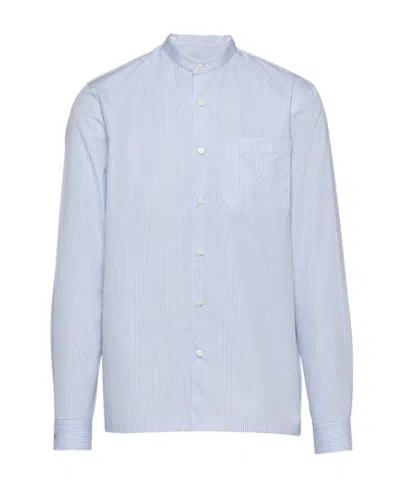 Prada Logoed Polo Shirt In Lightblue