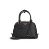 Prada Mini Promenade Leather Top Handle Bag In Black