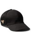 Prada Structured Black Cap With Distinctive Logo Emblem In Black