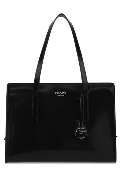 Prada Re-edition 1995 Brushed Medium Handbag In Black