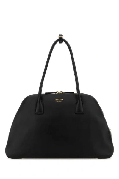 Prada Tote Bag Leather Double Handles In Black