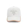 Prada Baseball Hat With Adjustable Strap And Contrast Trim In White