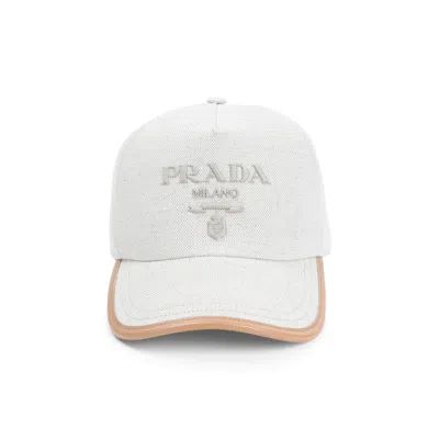 PRADA PRADA STRUCTURED CAP IN COTTON-LINEN BLEND