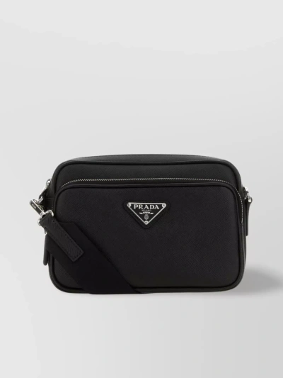 Prada Structured Leather Crossbody Bag With Adjustable Strap