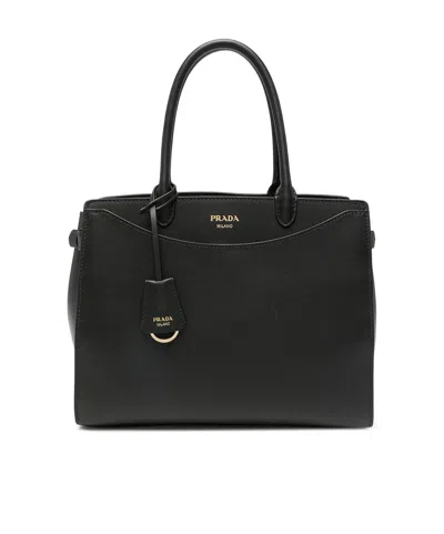 PRADA PRADA STRUCTURED LEATHER TOTE BAG